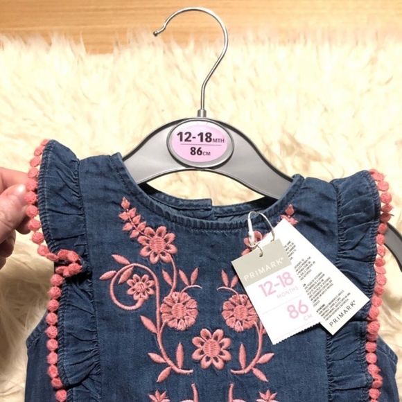 Embroidered Chambray Romper NEW - Picture 4 of 5